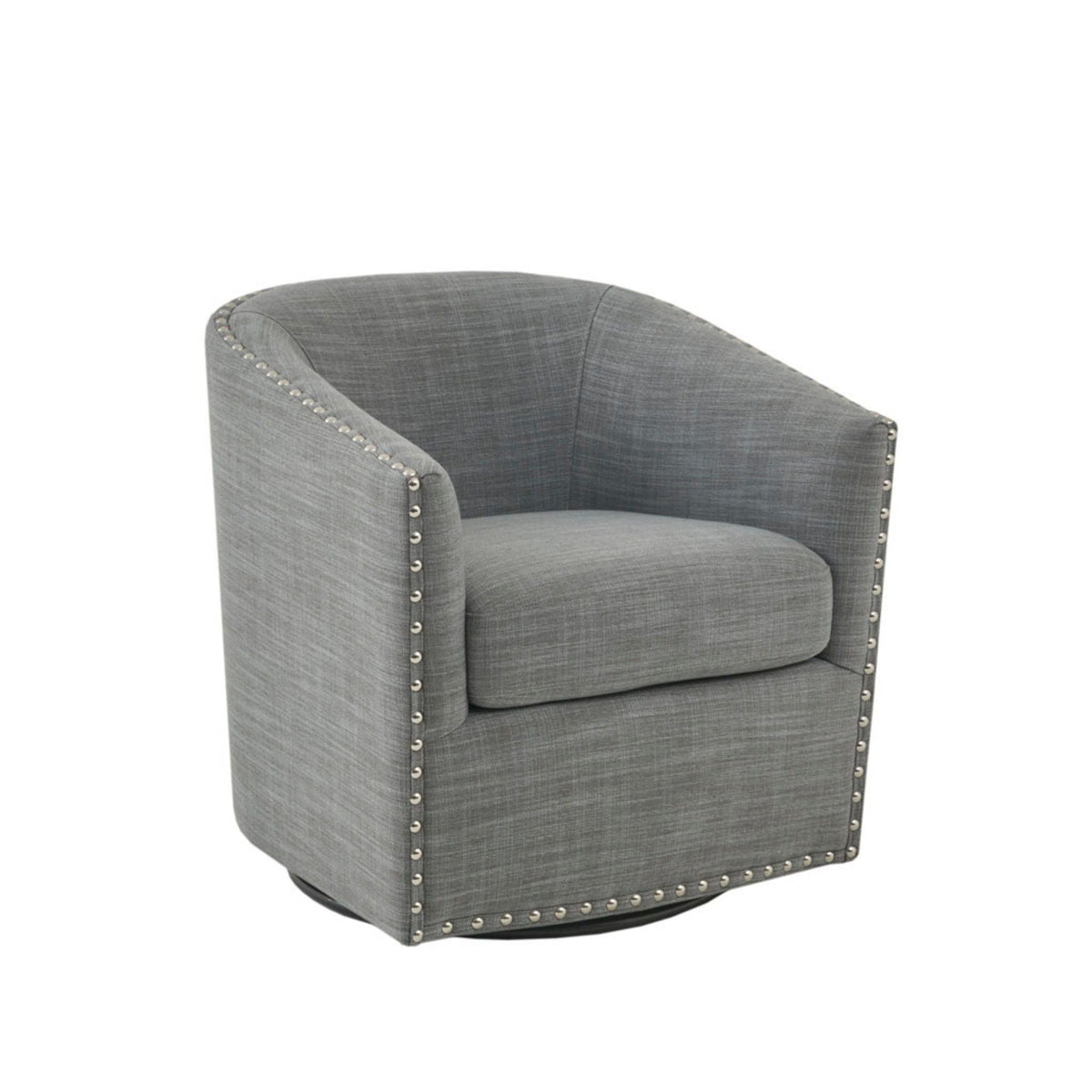 Luxurious Swivel Chair with 360 Degree Rotation and Nailhead Trim - Pearl Silver, photo 3 of 40