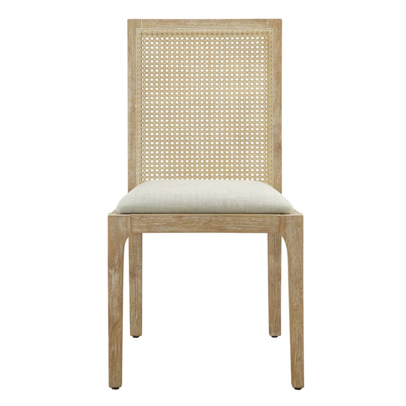 Dining Chair With Synthetic Cane Back And Upholstered Seat (Set of 2) - Natural by HouseOfZazla