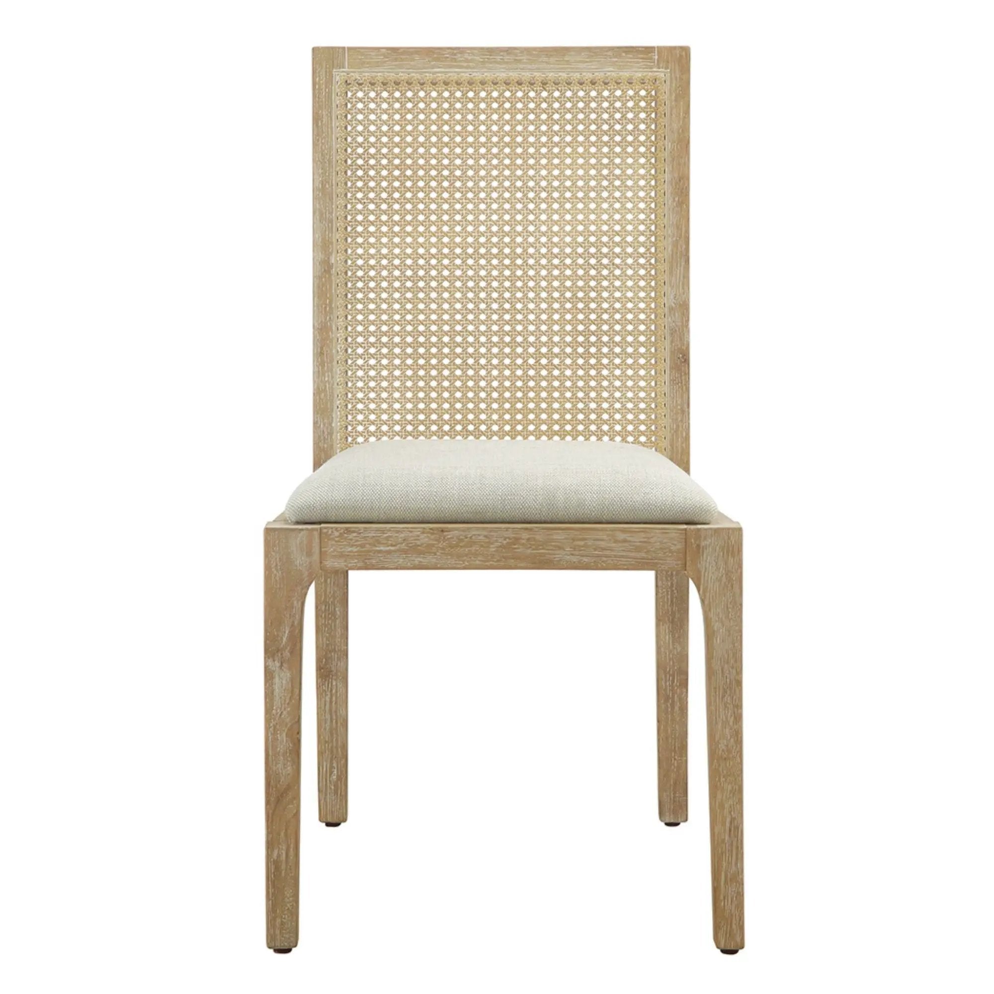 Dining Chair With Synthetic Cane Back And Upholstered Seat (Set of 2) - Natural by Unique Piece Furniture