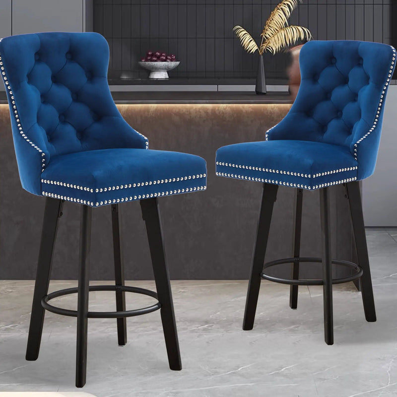 Swivel Bar Stools With Button Tufted Design And Rivet Trim by Unique Piece Furniture