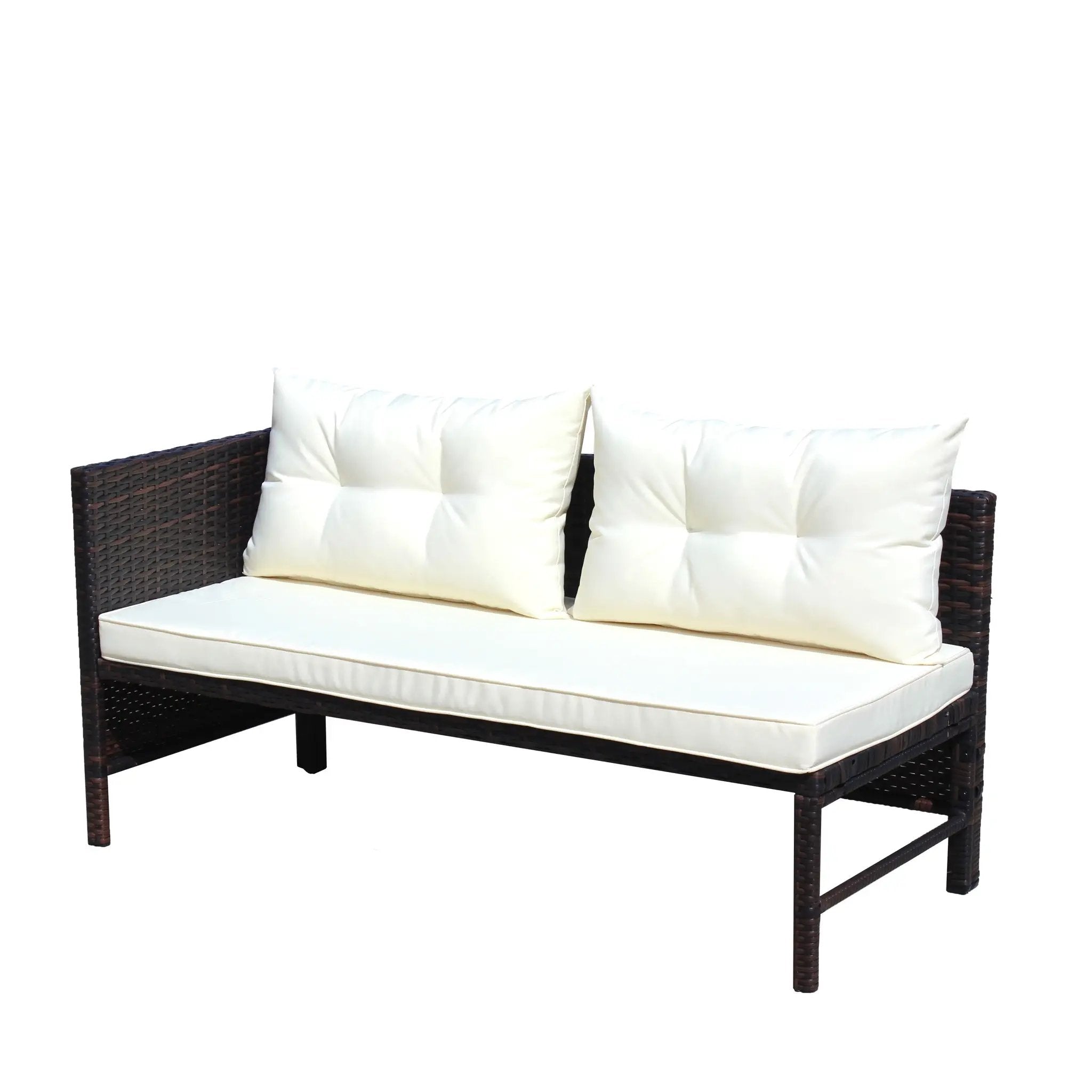 Outdoor Patio Furniture 3-Piece Conversation Set with Wicker Rattan Sectional Sofa by HouseOfZazla