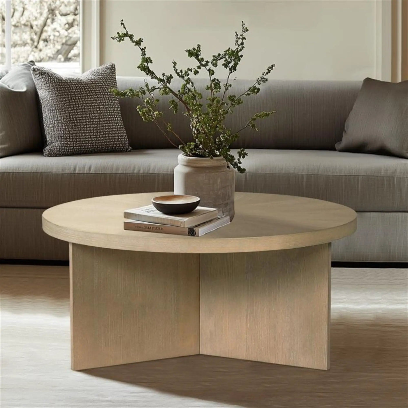 Round Coffee Table With Solid Veneer Top by HouseOfZazla