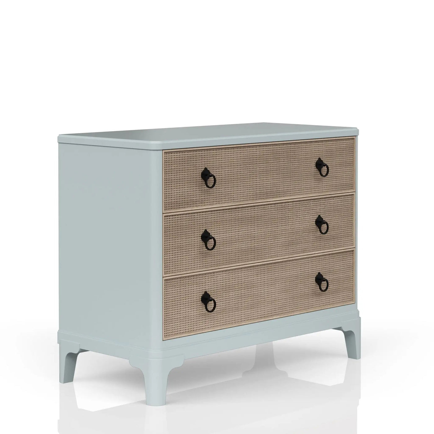 Panel Bedroom Set With 3 Drawer Nightstand, Casual Dresser, Cane Mirror, 3 Drawer Cane Front Chest And Bench by HouseOfZazla