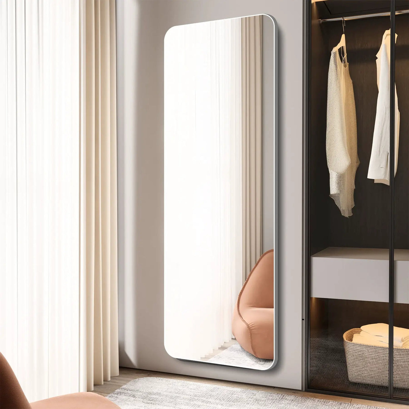 Full Body Round Corner Mirror For Living Room by HouseOfZazla