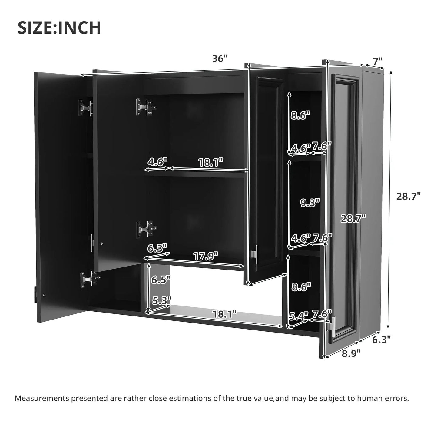 Wall Mounted Bathroom Cabinet With 5 Adjustable Shelves by HouseOfZazla