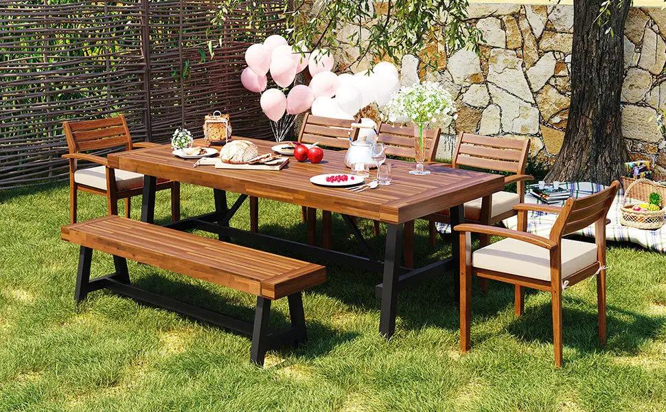 GO Outdoor Wood Dining Set For 7-8 Persons by HouseOfZazla