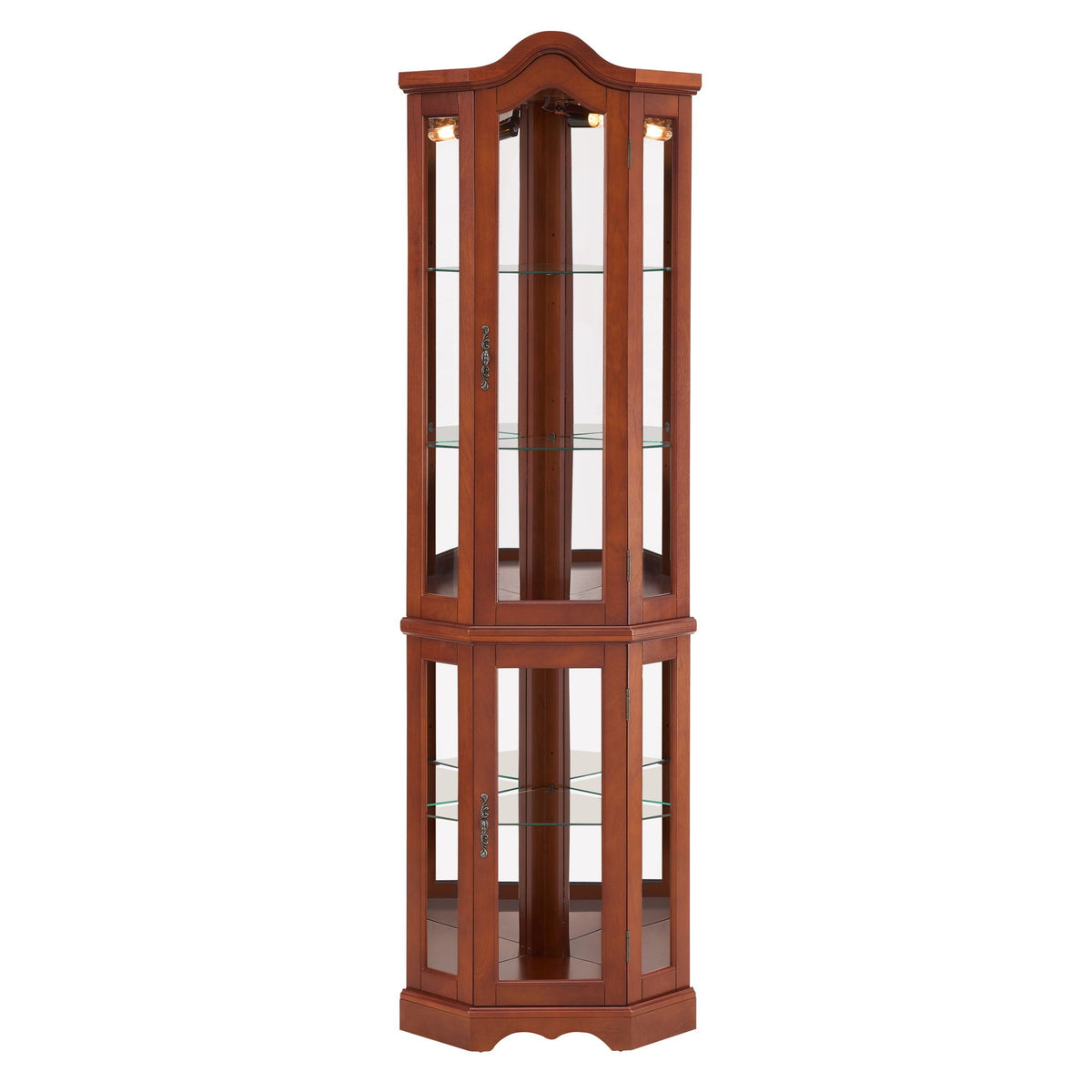 Corner Curio Cabinet with Lights and Adjustable Shelves - Walnut, photo 14 of 20