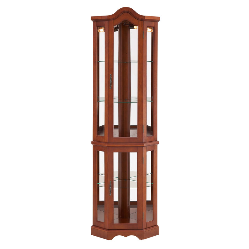 Corner Curio Cabinet with Lights and Adjustable Shelves - Walnut, photo 14 of 20