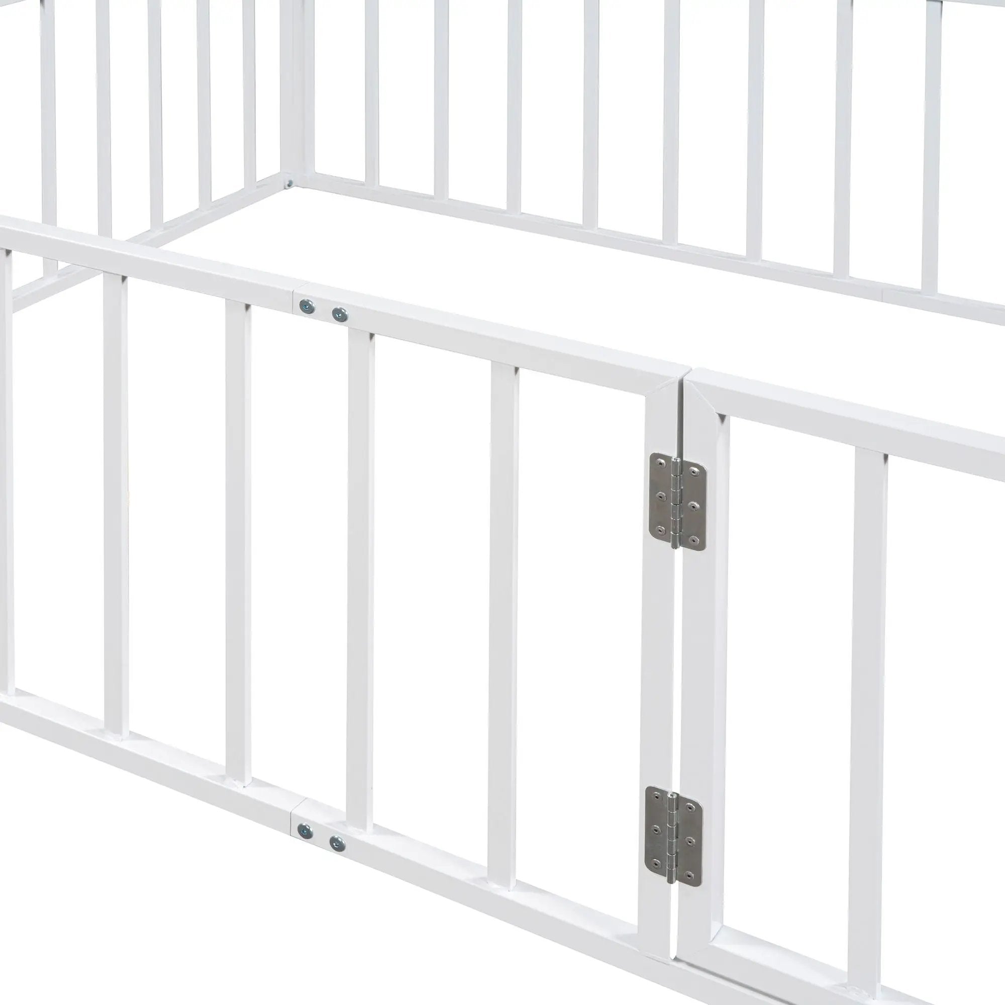 Metal Floor Bed Frame With Fence And Door by HouseOfZazla