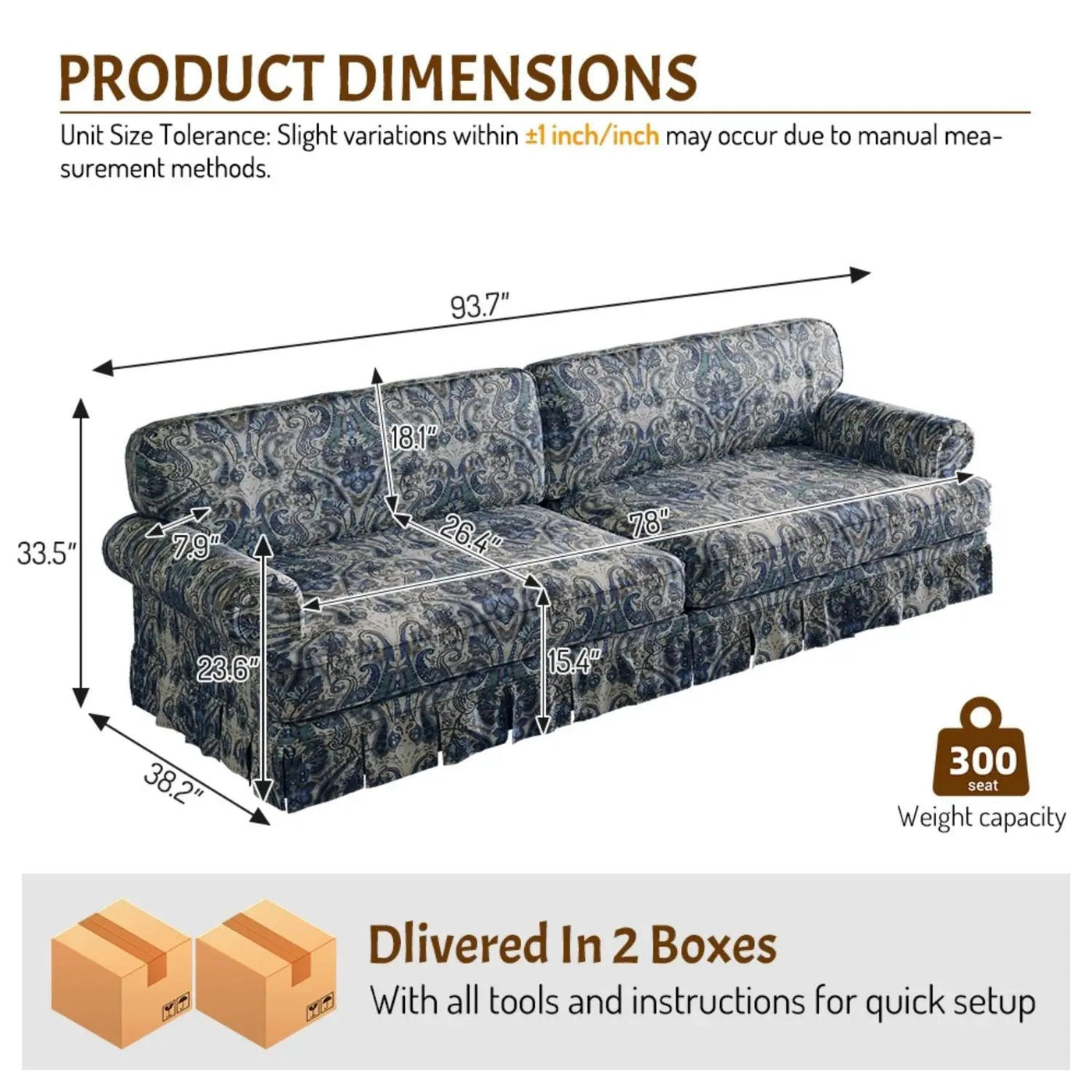 Luxuriously Comfortable Cloud Couch Sofa With Elegant Rolled Arms & Pleated Skirt Design by HouseOfZazla