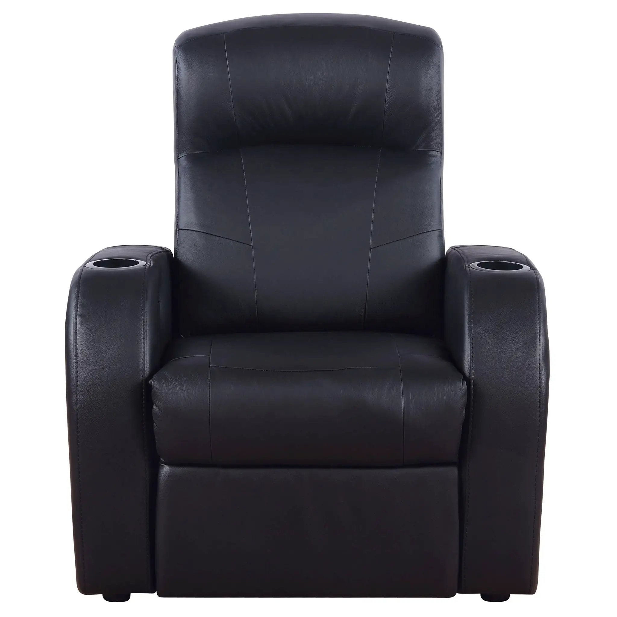 Upholstered Recliner With Cup Holder Comfort Lounge Chair - Black by Unique Piece Furniture