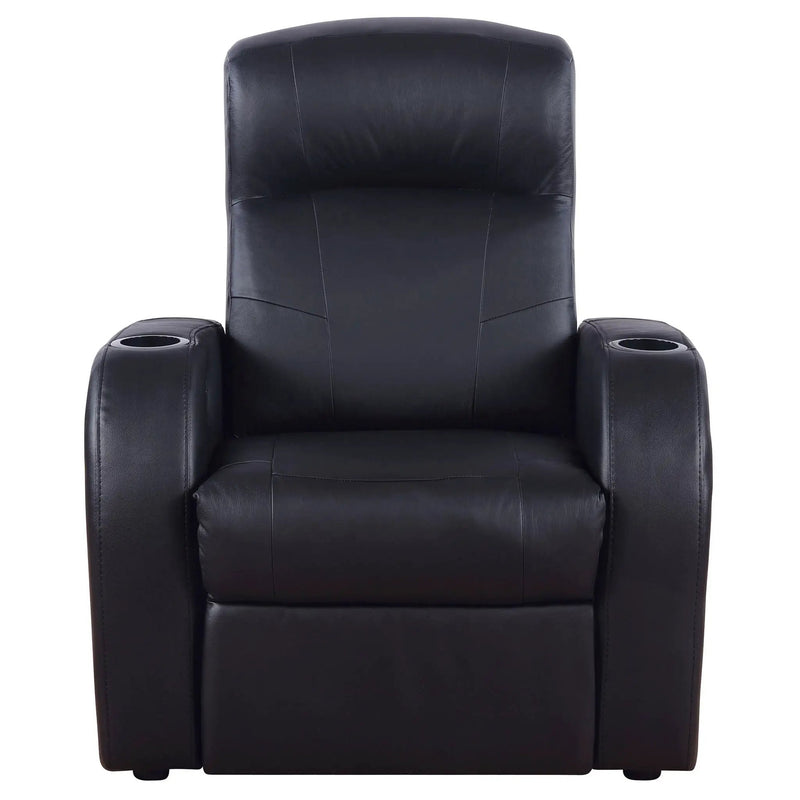 Upholstered Recliner With Cup Holder Comfort Lounge Chair - Black by Unique Piece Furniture