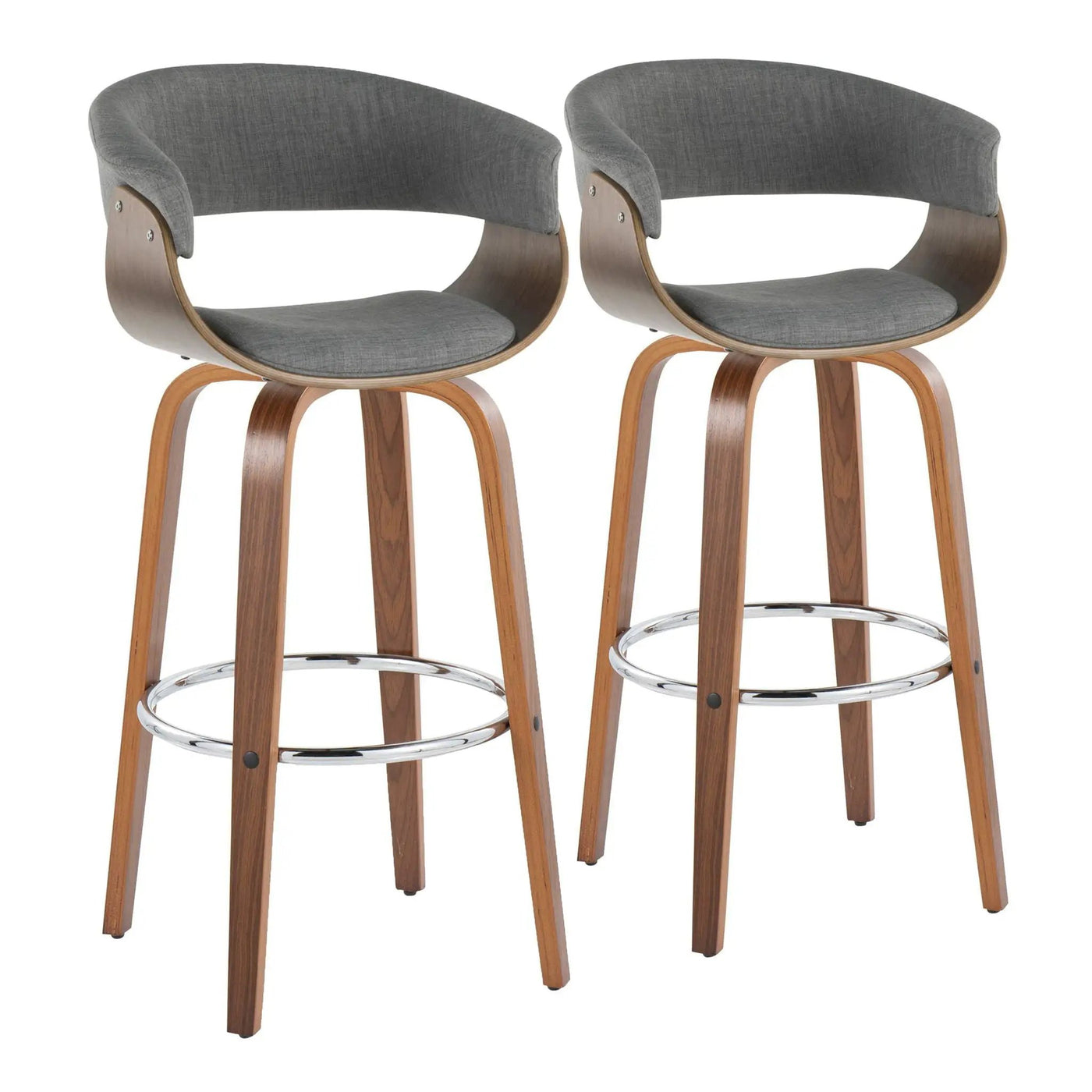 Vintage Mod - Mid Century Modern Fixed Height Barstool With Swivel With Round Footrest (Set of 2) by HouseOfZazla