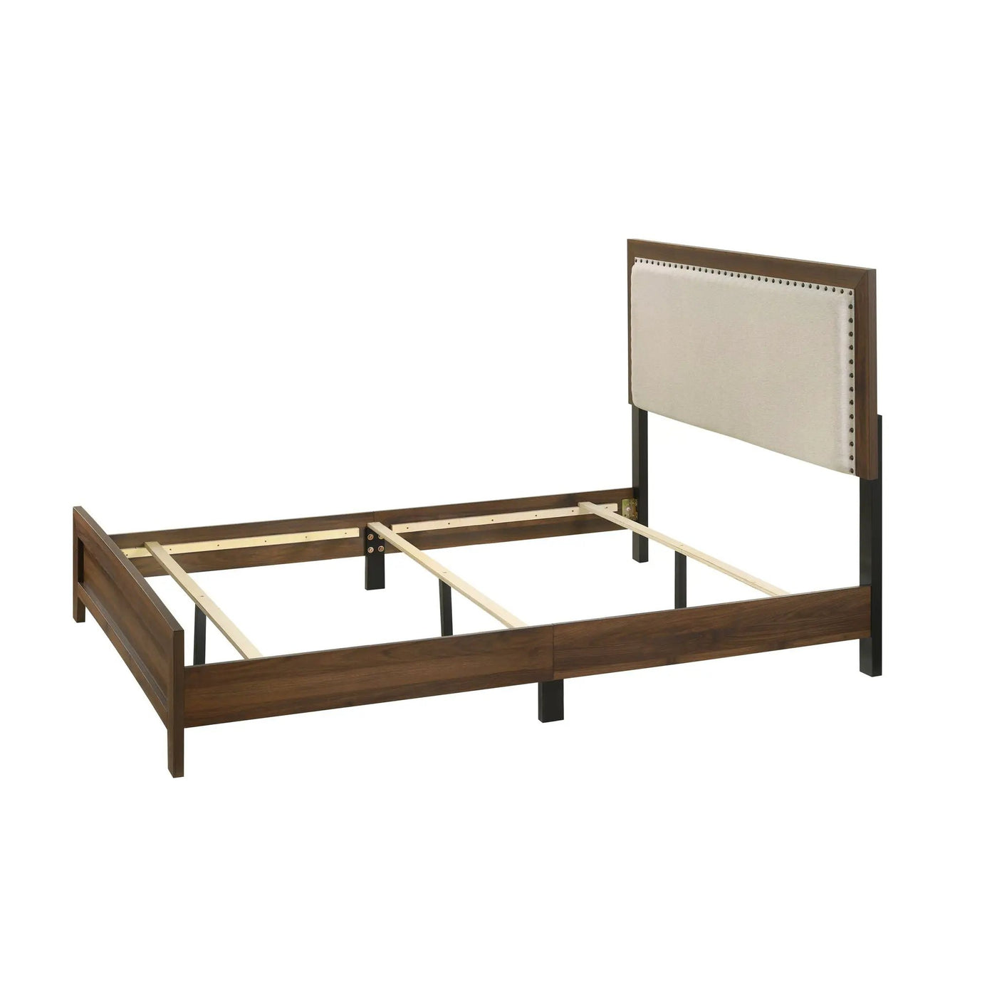 Panel Bed With Fabric Upholstered Tufted Nailhead Trim Headboard by Unique Piece Furniture