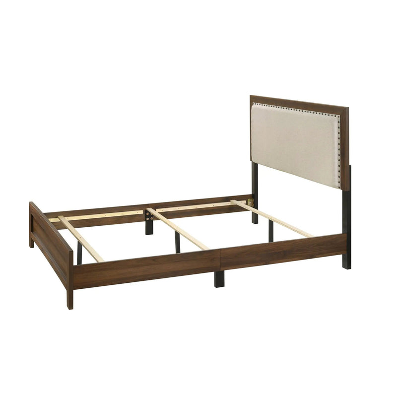 Panel Bed With Fabric Upholstered Tufted Nailhead Trim Headboard by Unique Piece Furniture