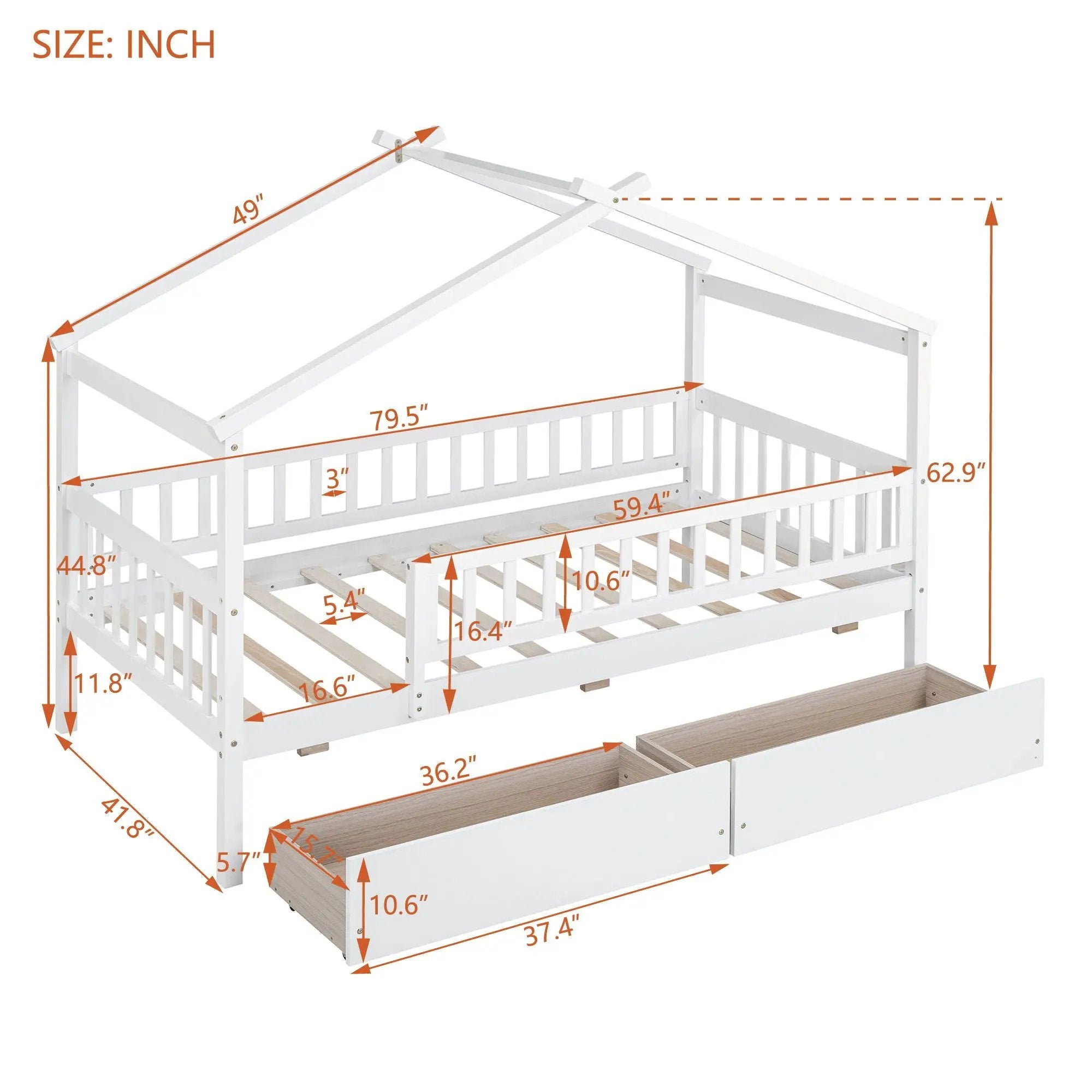 House Bed With 2 Drawers by Unique Piece Furniture