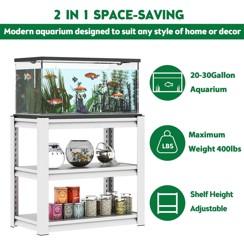 Stylish Metal rium Stand For 20 - 30 Gallon Tanks, 3 Tier Adjustable Shelf by Unique Piece Furniture