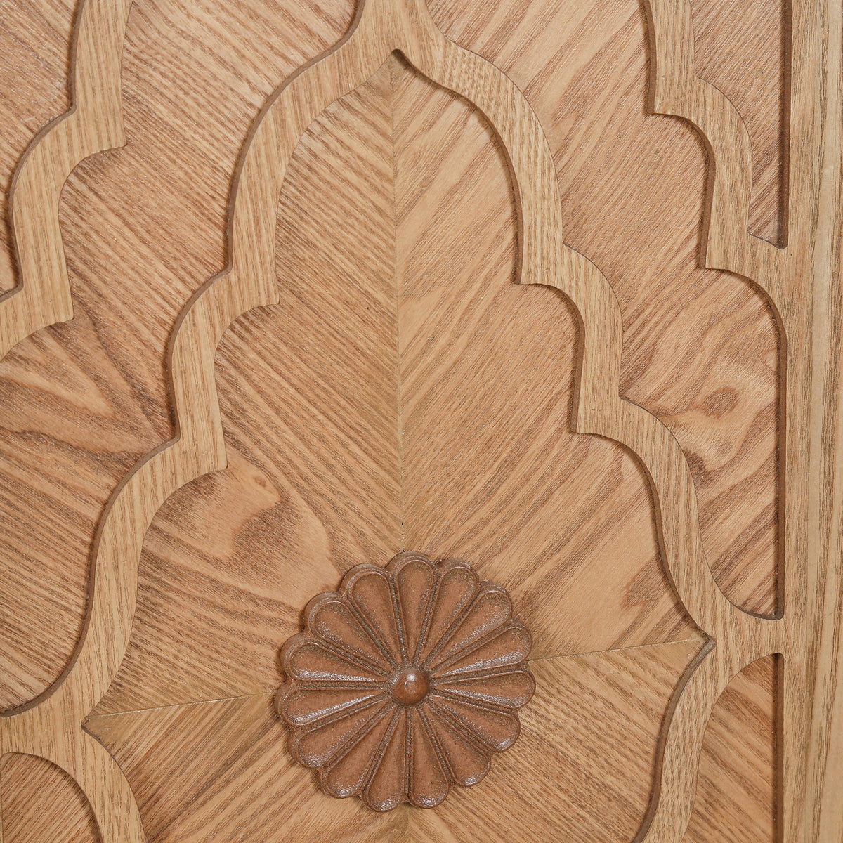Carved Flower Door Large Storage Cabinet With Metal Handle Suitable For Living Room, Kitchen, Entryway(NATURAL WOOD), photo 10 of 10