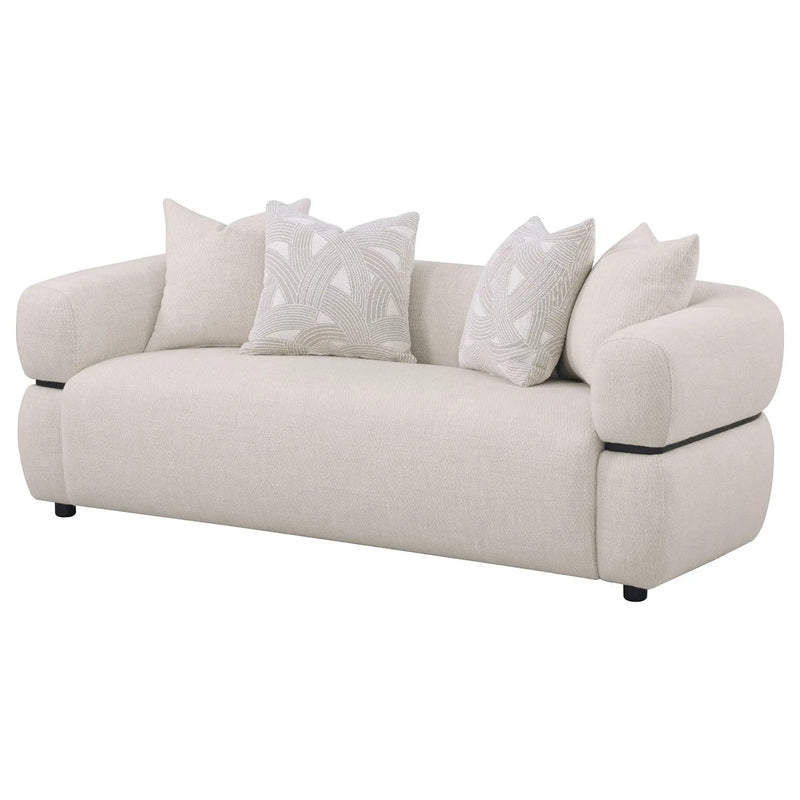 Jeanette 84-inch Fabric Upholstered Round Arm Sofa Beige by Unique Piece Furniture