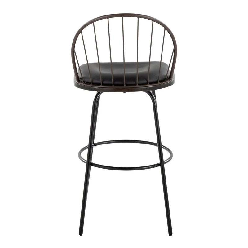 Riley - Claire Farmhouse Fixed Height Barstool With Swivel With Round Footrest (Set of 2) by Unique Piece Furniture