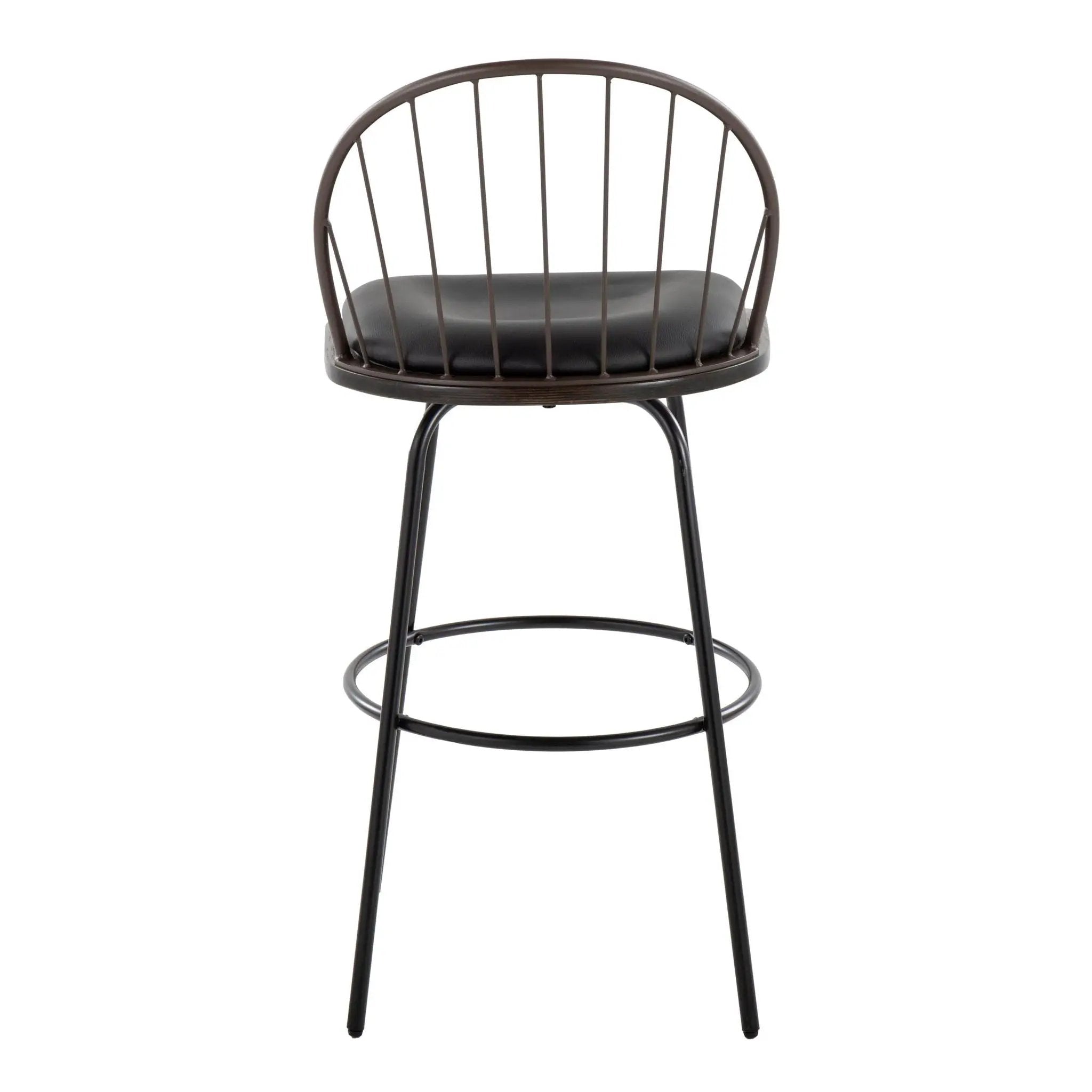 Riley - Claire Farmhouse Fixed Height Barstool With Swivel With Round Footrest (Set of 2) by HouseOfZazla