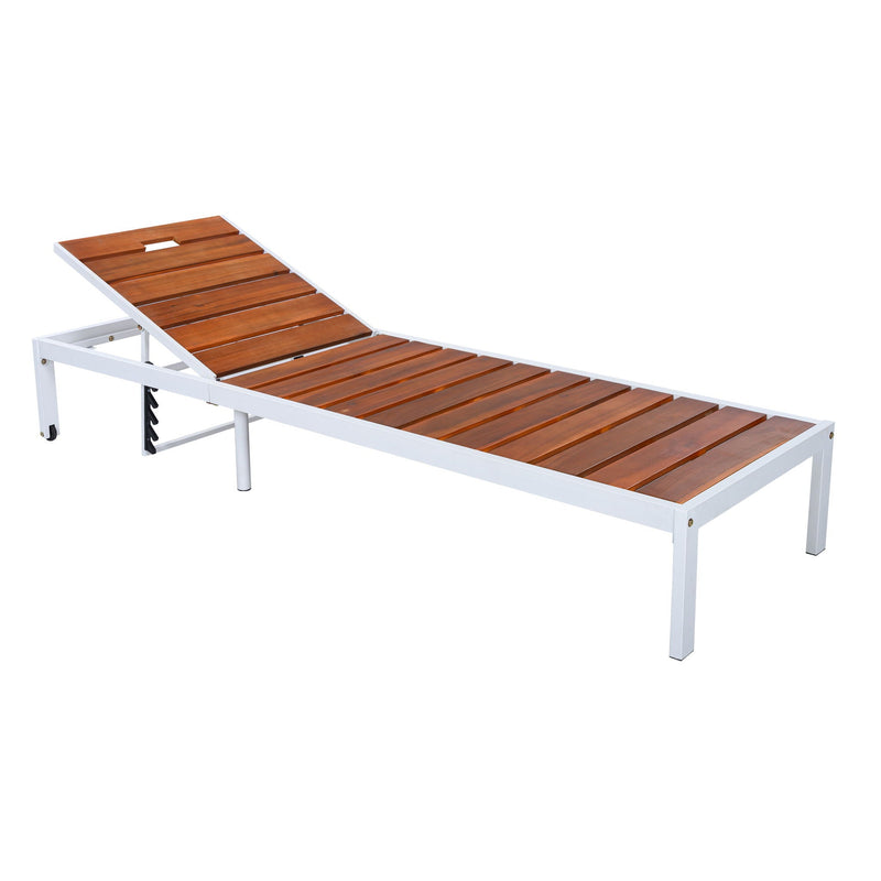Outdoor Chaise Pool Lounge Chairs With Adjustable Backrest - Brown / White by HouseOfZazla