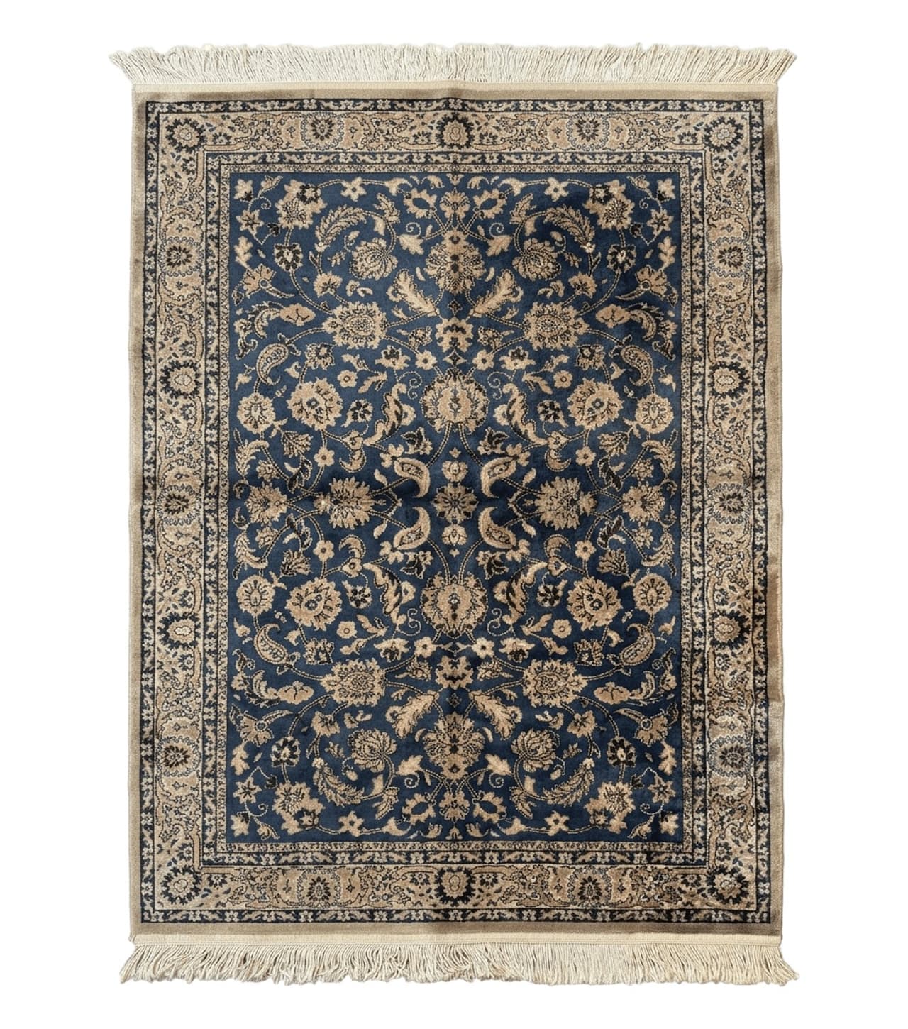 Vintage Art Silk Rug 3x4, Traditional Oriental Persian Design Rug, Belgium Power Loomed Rug, Navy Blue by Jewel Rugs