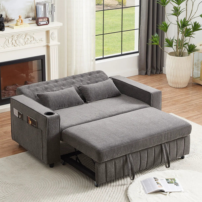 Pull-Out Sofa Bed Convertible Couch With Adjustable Backrest For Living Room by HouseOfZazla