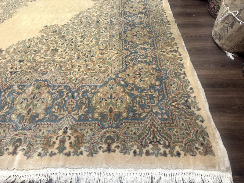 Palace Size Persian Kerman Rug 12x18, Floral Semi Open Field, Signed, Fine 240 KPSI by Jewel Rugs