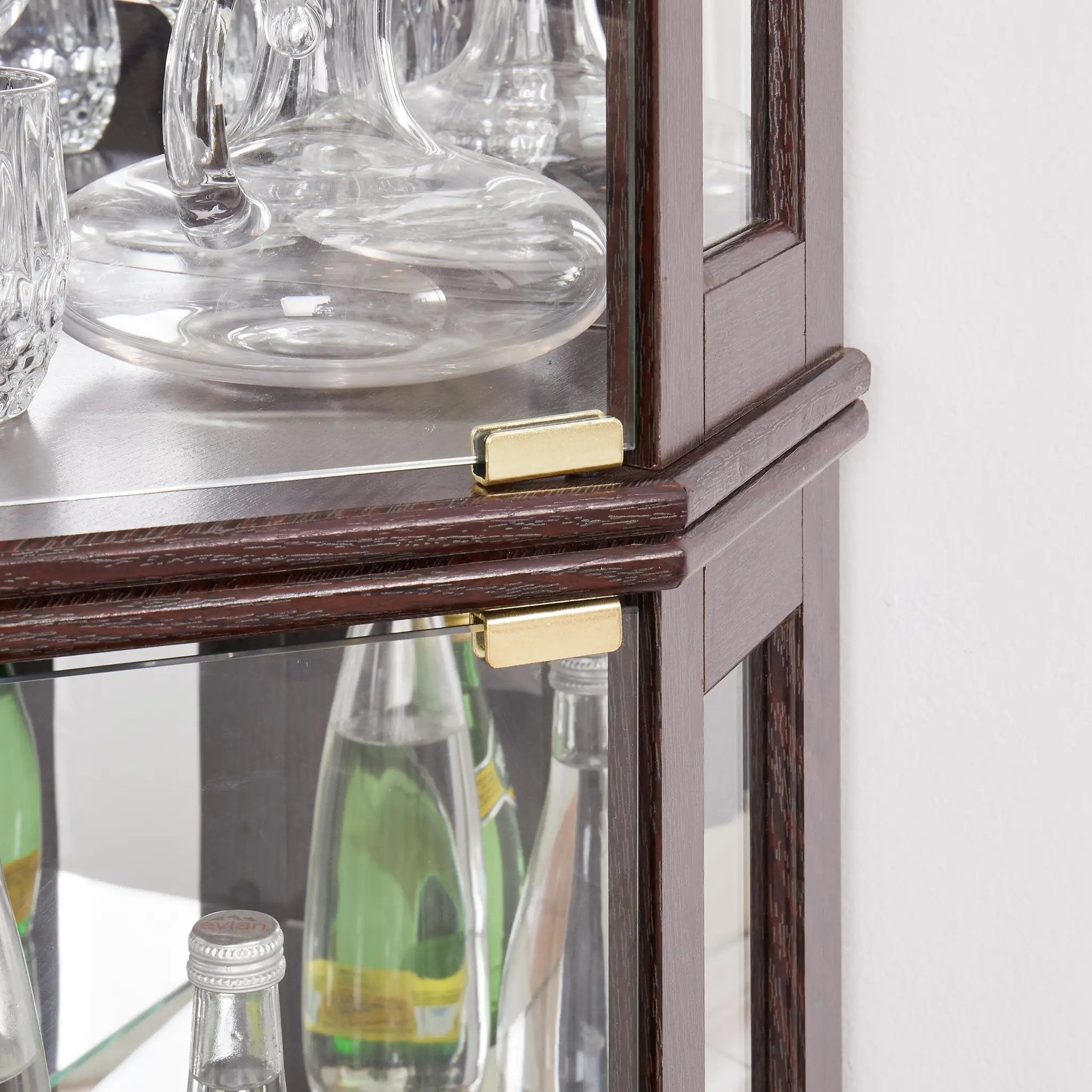 Corner Glass Cabinet Lighted Curio Cabinet in Dark Cherry by HouseOfZazla
