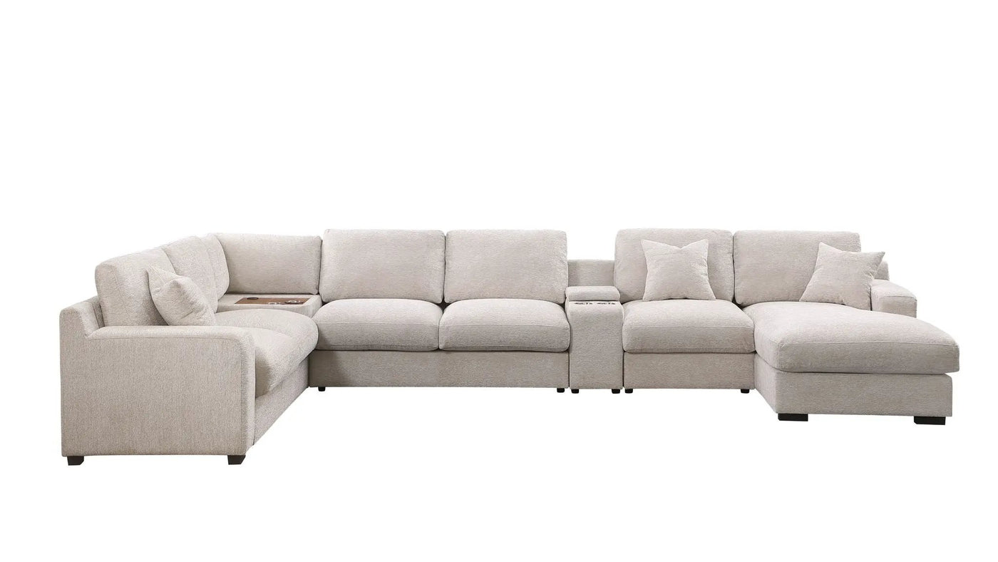 Celine - Fabric Corner Sectional Sofa With Right-Facing Chaise, Cupholders, And Charging Ports by Unique Piece Furniture