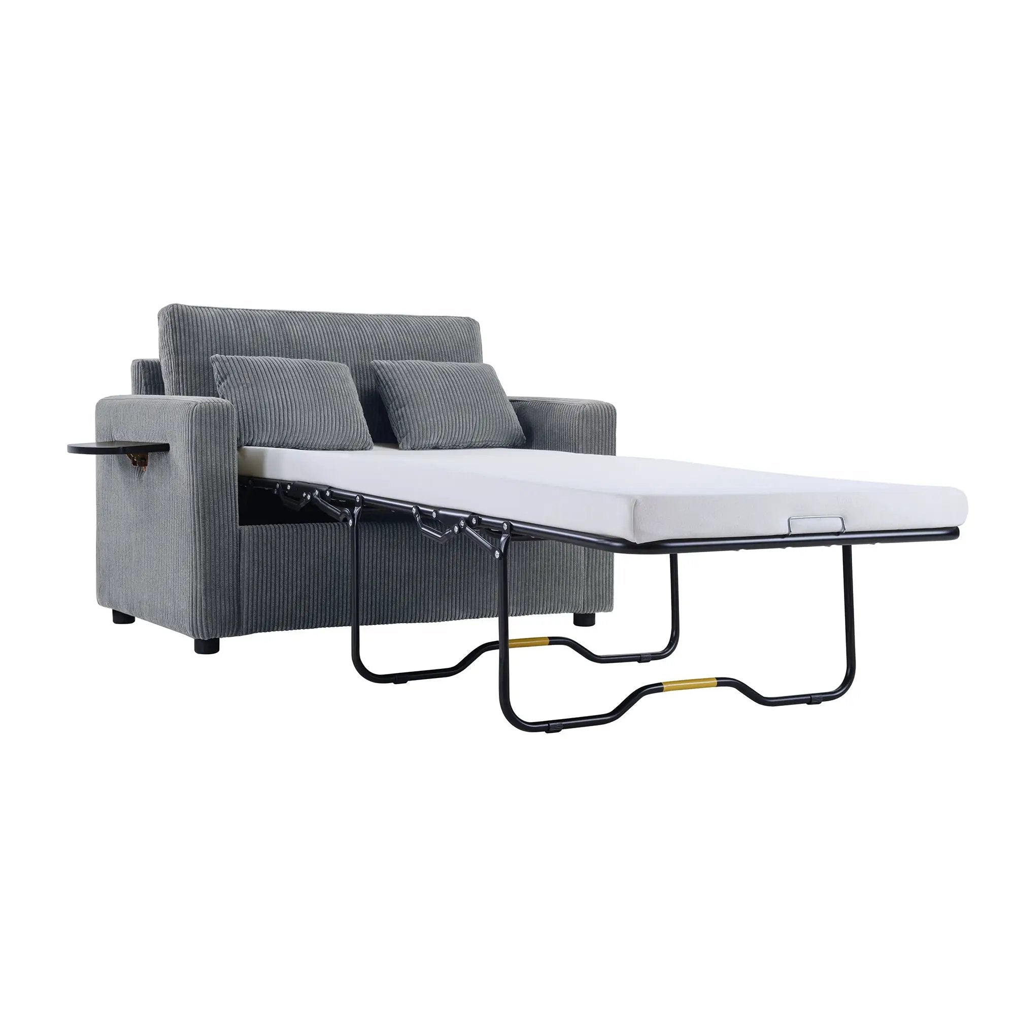 Sleeper Sofa With Foldable Mattress, USB Ports, Side Table & Storage Pocket by HouseOfZazla