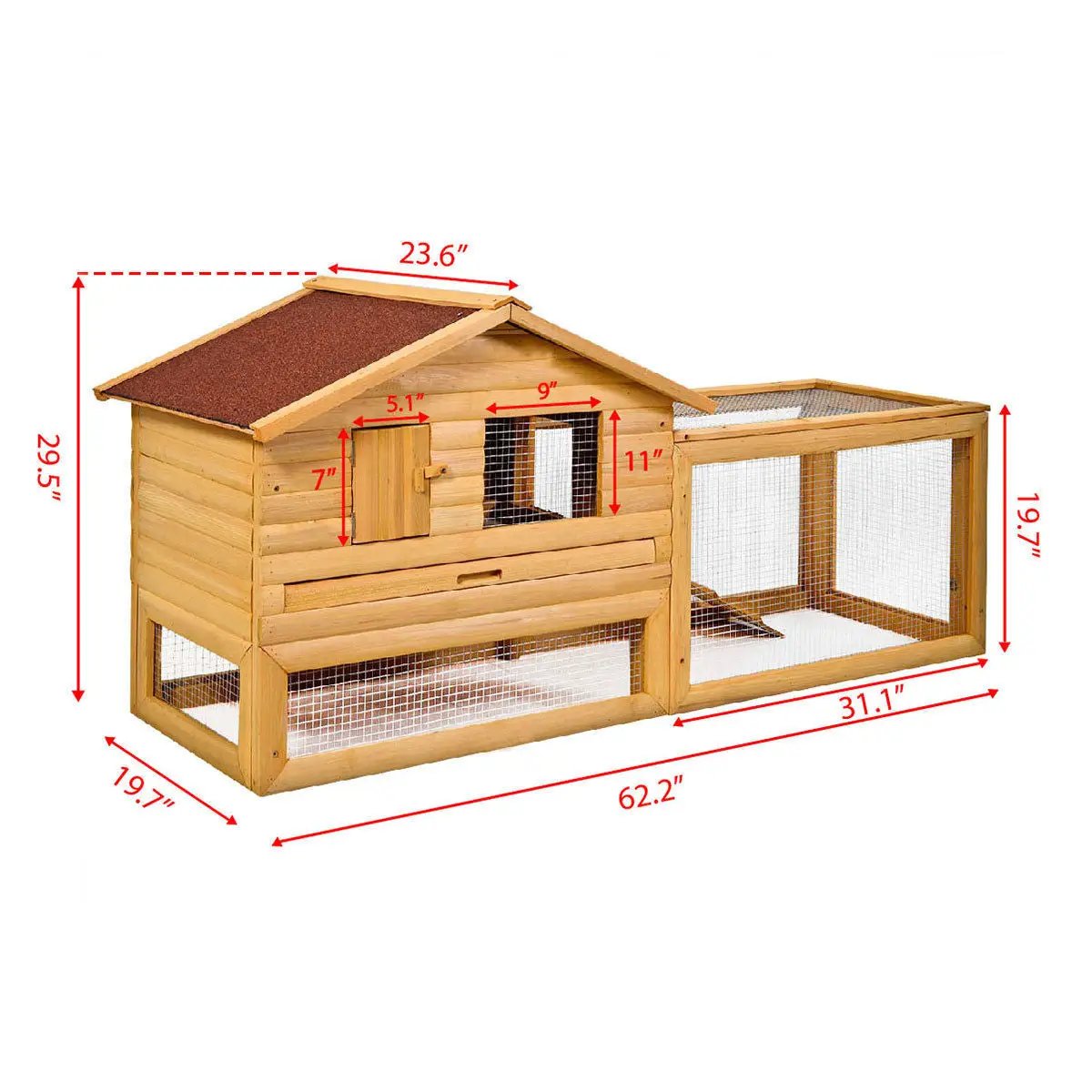 62 Inch Backyard Wooden Hutch Coop House by DirectDeals