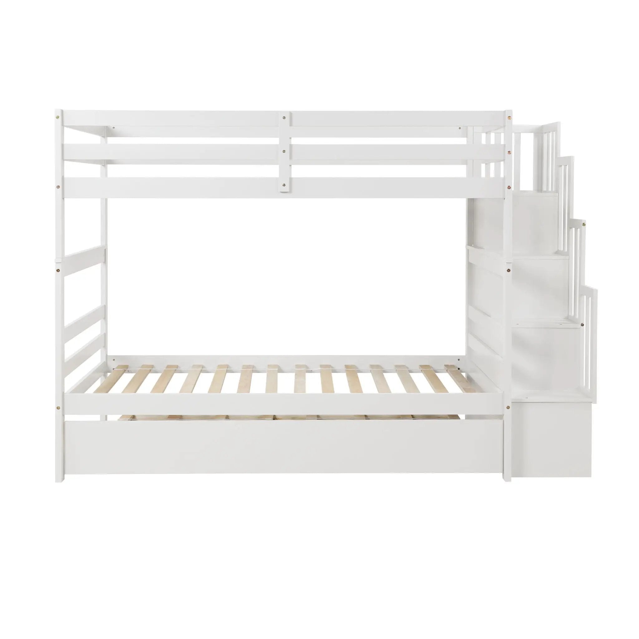 Twin Over Twin Bunk Beds With Twin Trundle And Stairway Storage Function by HouseOfZazla