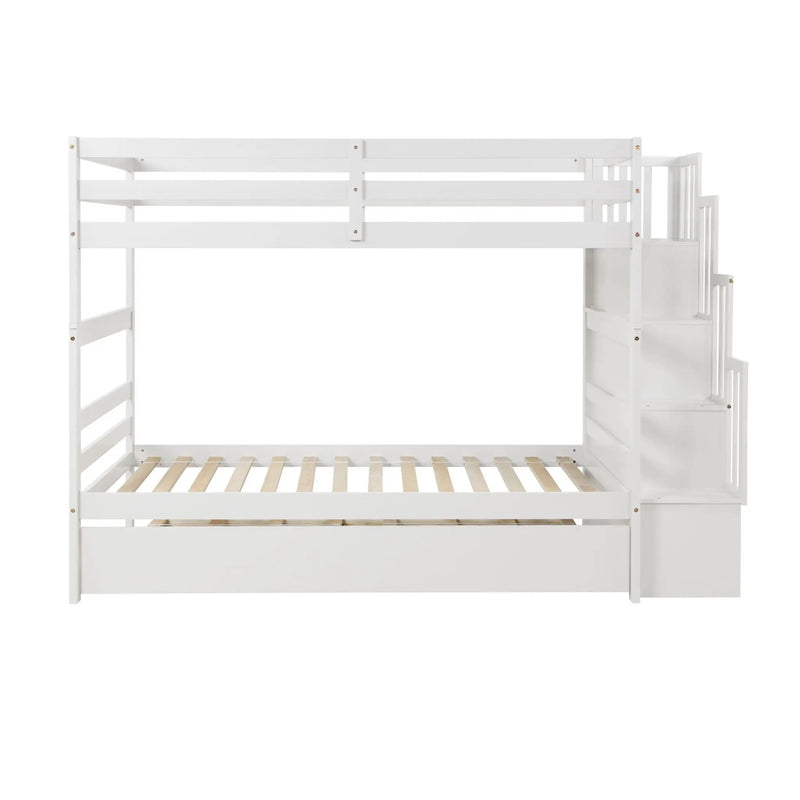 Twin Over Twin Bunk Beds With Twin Trundle And Stairway Storage Function by HouseOfZazla