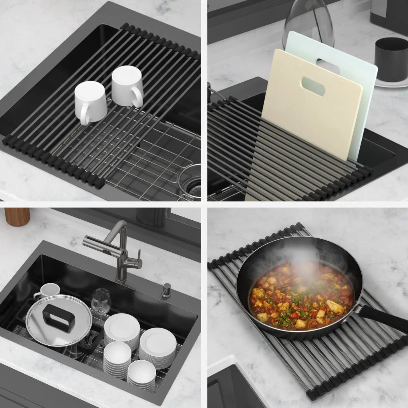 Drop-In Stainless Steel Kitchen Sink With Pull-Out Faucet And Soap Dispenser by HouseOfZazla