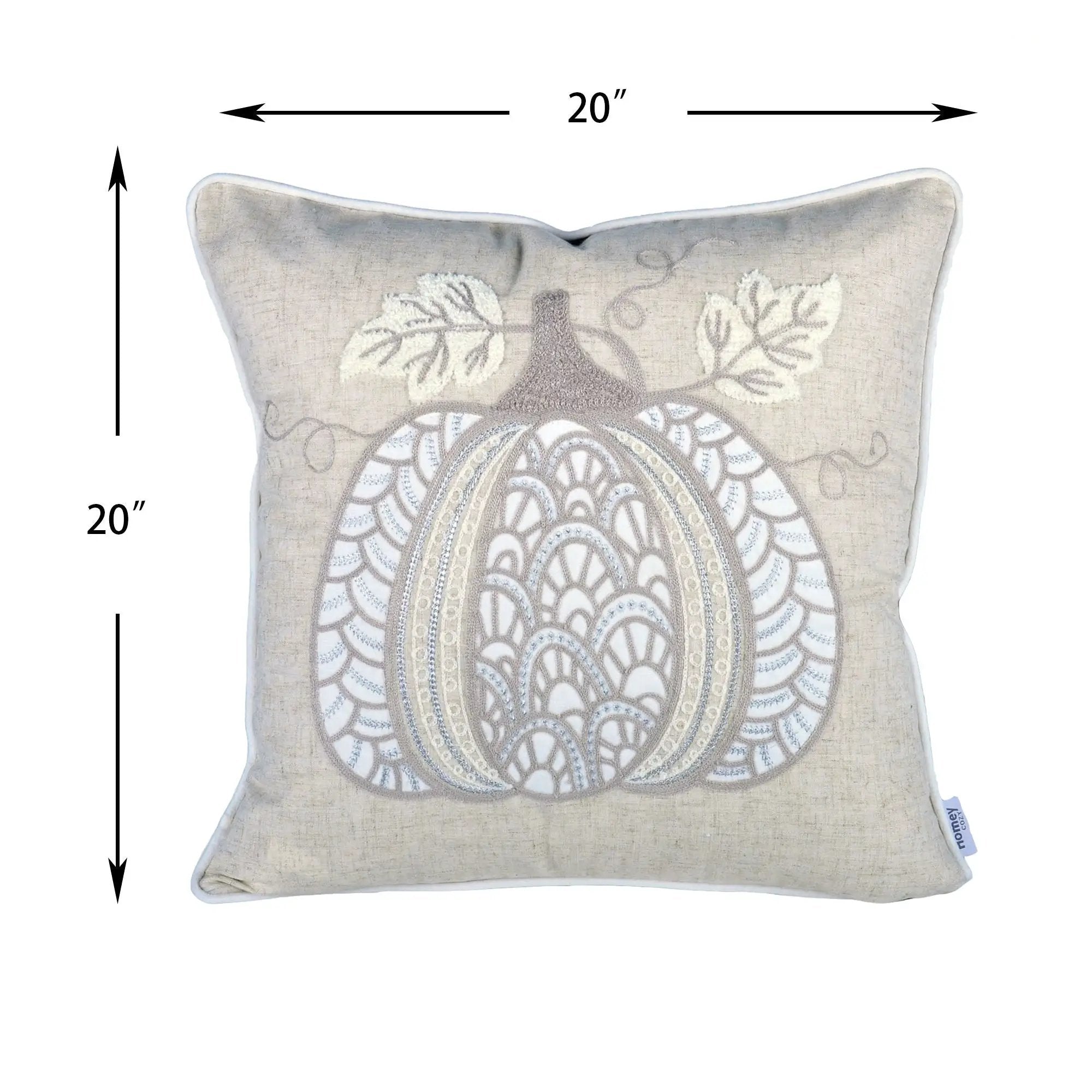 Lace Embroidered Pumpkin Throw Pillow - Natural by HouseOfZazla