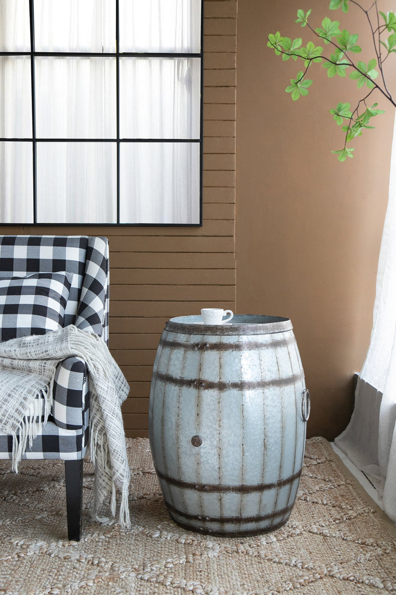 Galvanized Drum Side Table with Removable Lid - Gray, photo 8 of 10