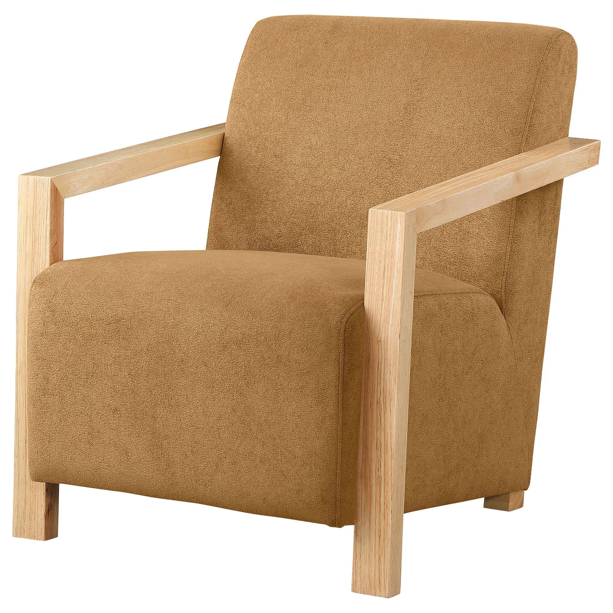 Diego Upholstered Accent Arm Chair with Wood Arms Honey by Unique Piece Furniture
