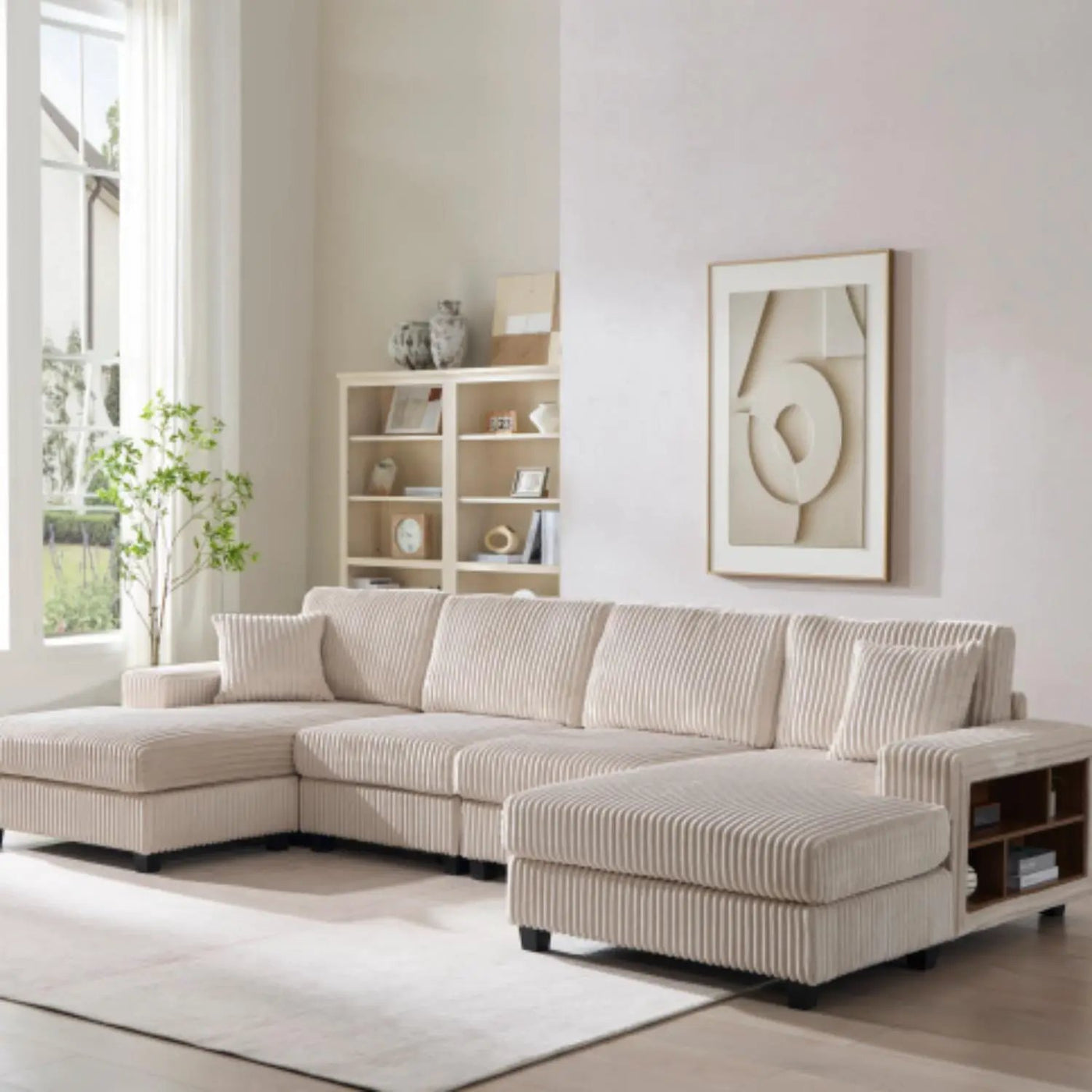 U-Shaped Convertible Sofa, 4 Seater Large Living Room Lounge by Unique Piece Furniture