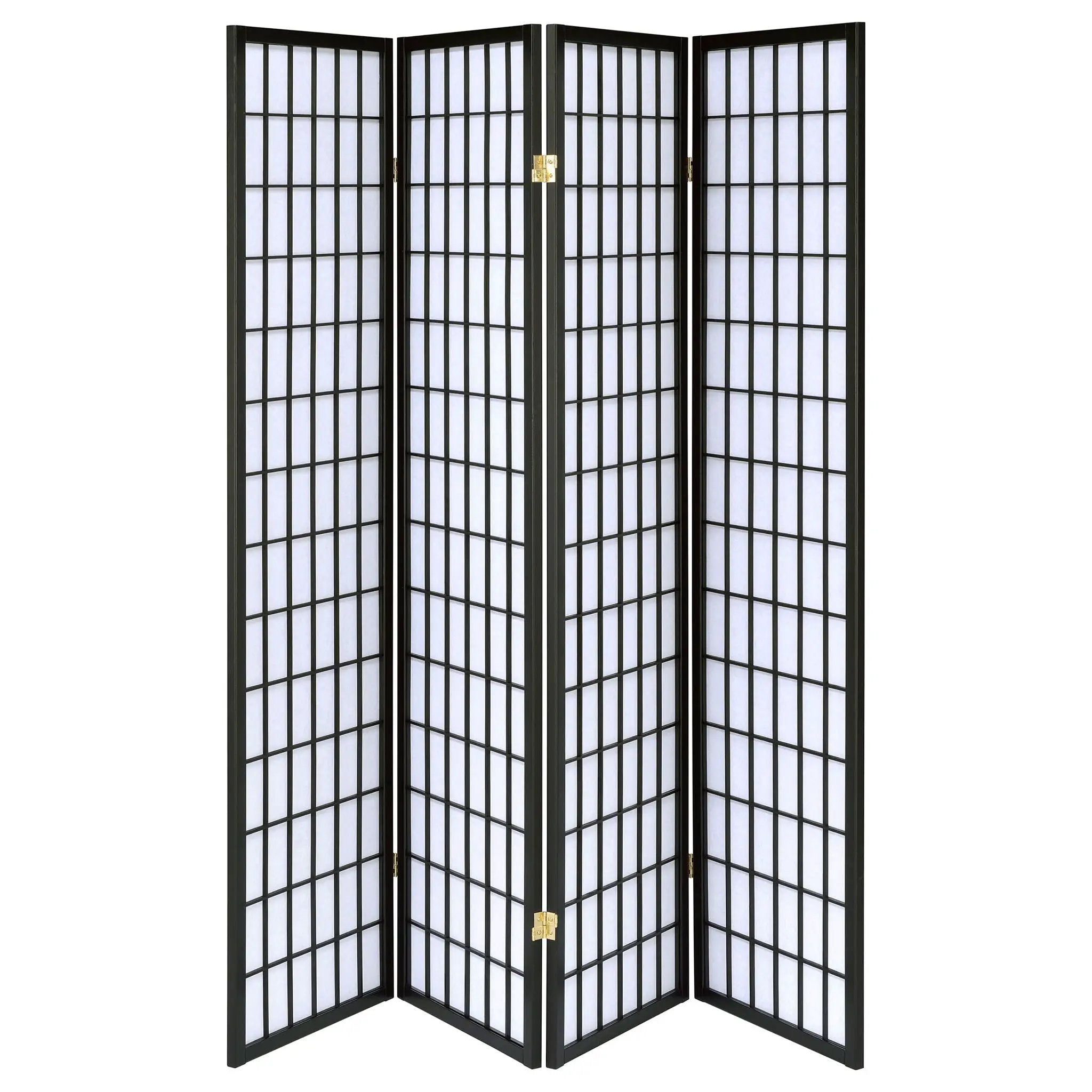 Roberto 4-Panel Room Divider Folding Shoji Screen Black by Unique Piece Furniture