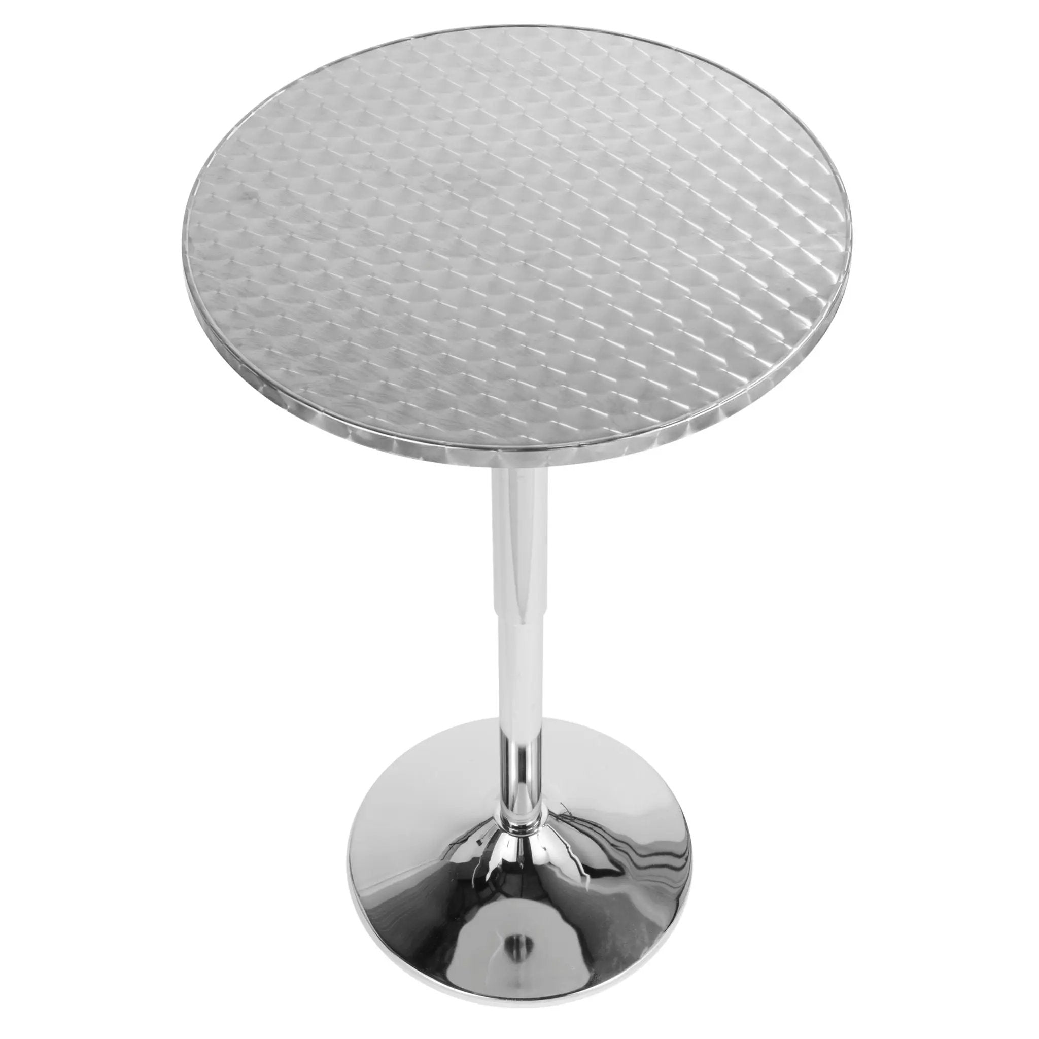 Bistro - Contemporary Adjustable Round Bar Table - Silver by HouseOfZazla