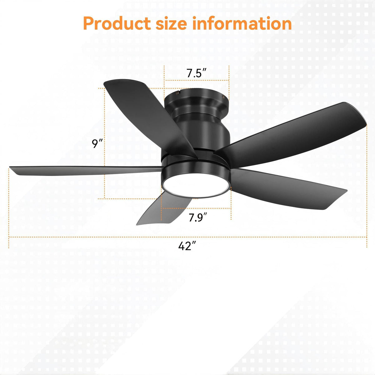Flush Mount Ceiling Fan With 18W LED Light And Remote Control, photo 3 of 4