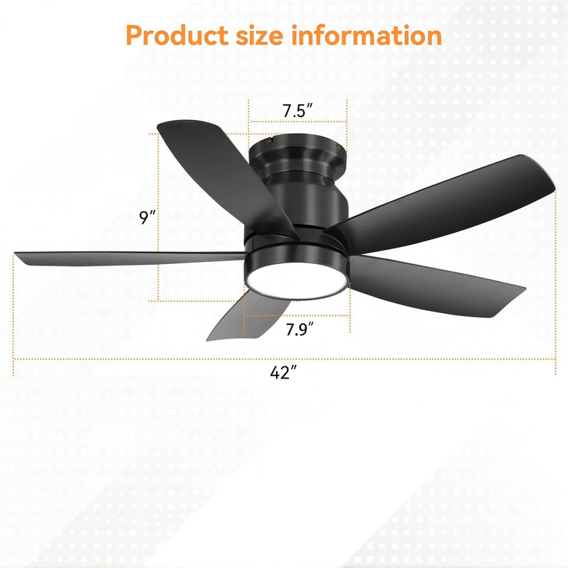 Flush Mount Ceiling Fan With 18W LED Light And Remote Control, photo 3 of 4