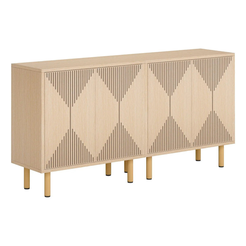 Sideboard Buffet Cabinet With Carved Doors - Yellow by HouseOfZazla