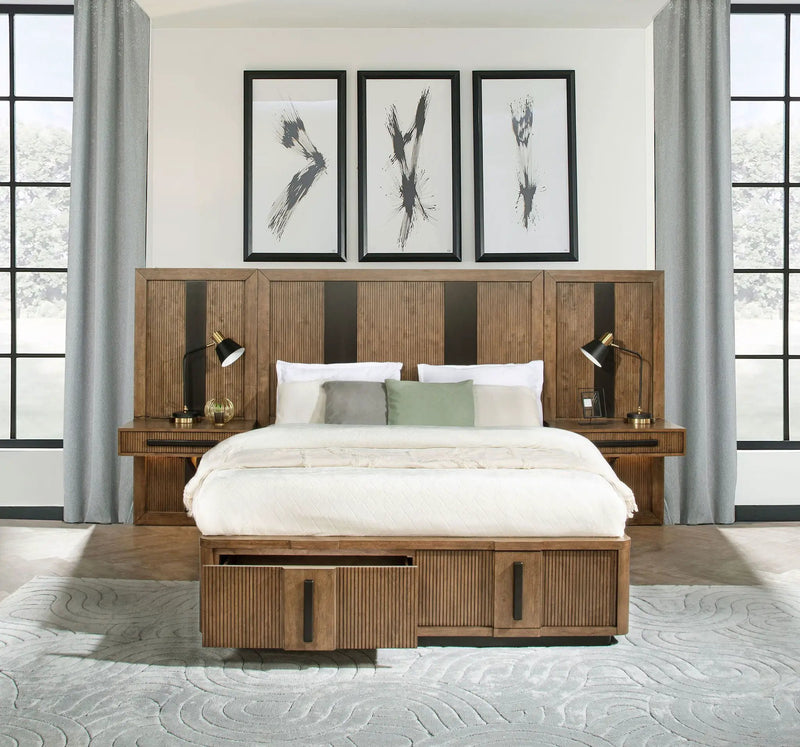 Terrace California King Wall Panel Storage Bed Ash Brown by Unique Piece Furniture