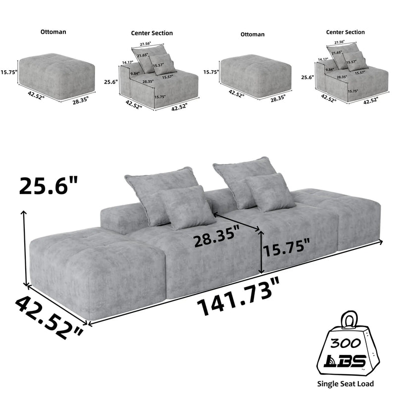 Modern Oversized DIY Combination Modular Sectional Sofa With Pillows by HouseOfZazla