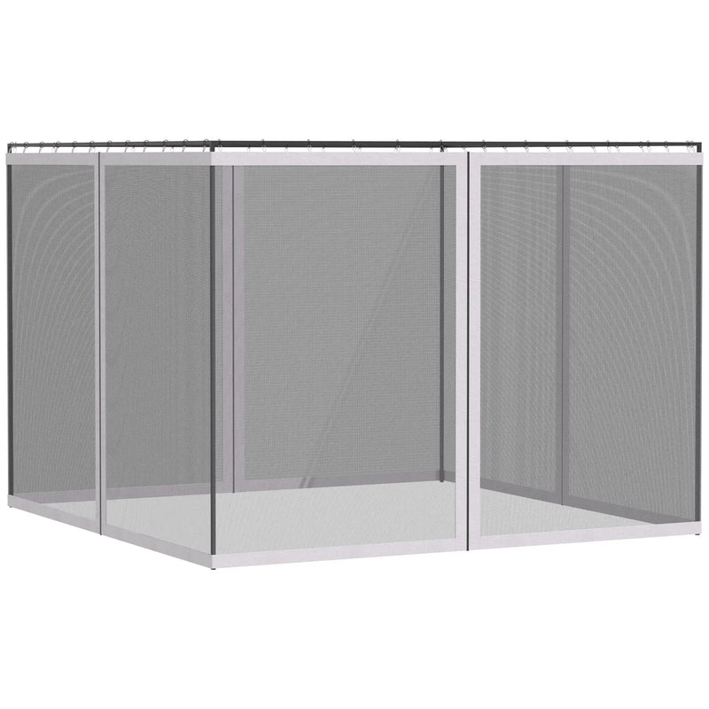 Outsunny - 10' x 13' Replacement Mesh Sidewall Netting For Patio Gazebos And Canopy Tents With Zippers (Sidewall Only) - White by HouseOfZazla