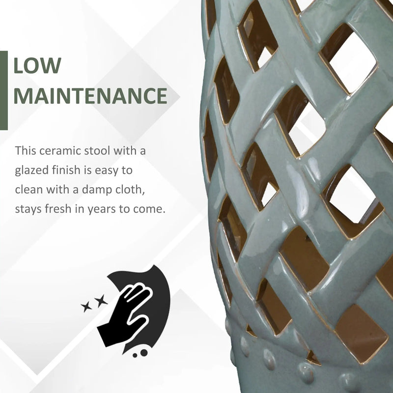Outsunny 13' x 18' Ceramic Garden Stool with Woven Lattice Design & Glazed Finish by HouseOfZazla