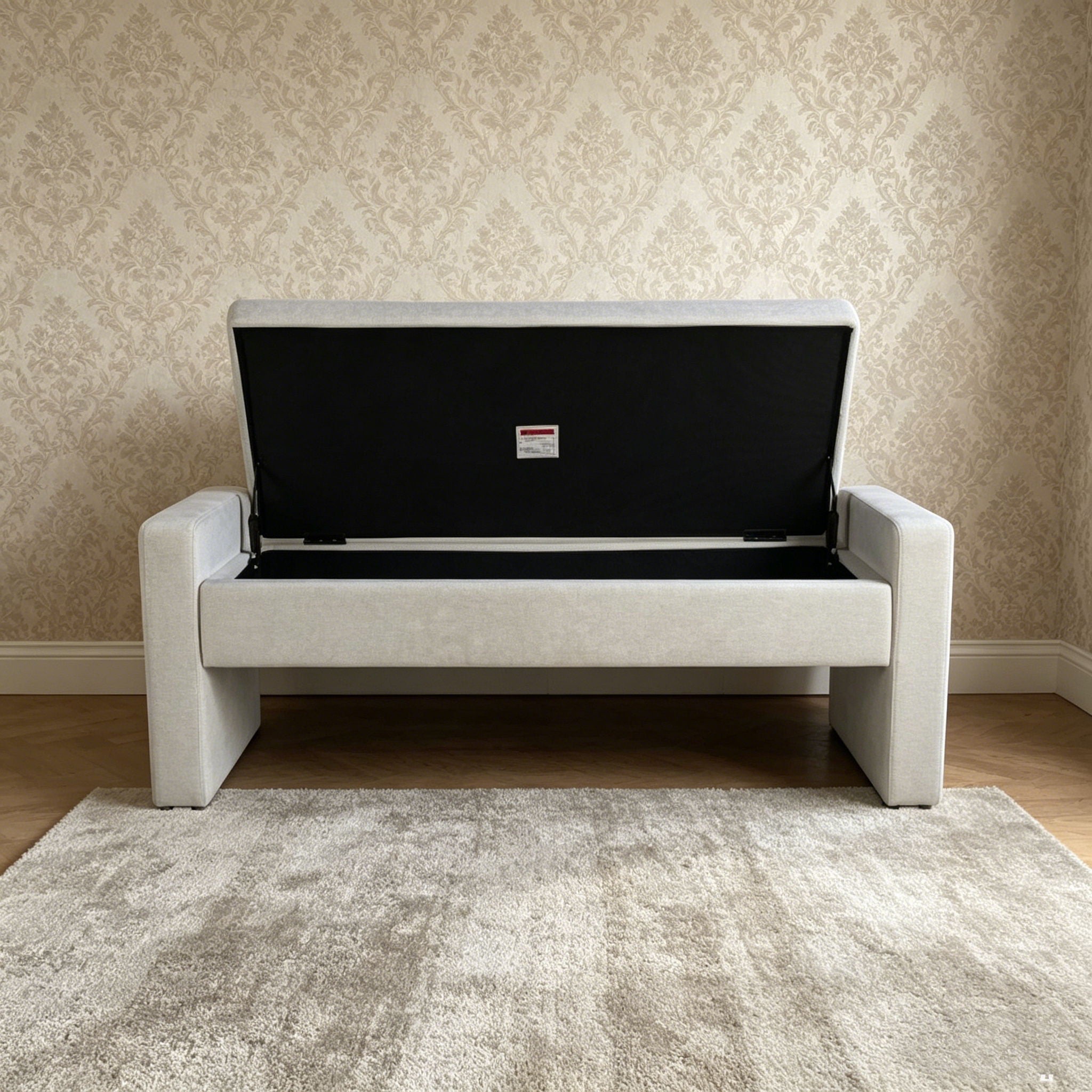Upholstered Ottoman Bench With Storage - Dark Gray by HouseOfZazla